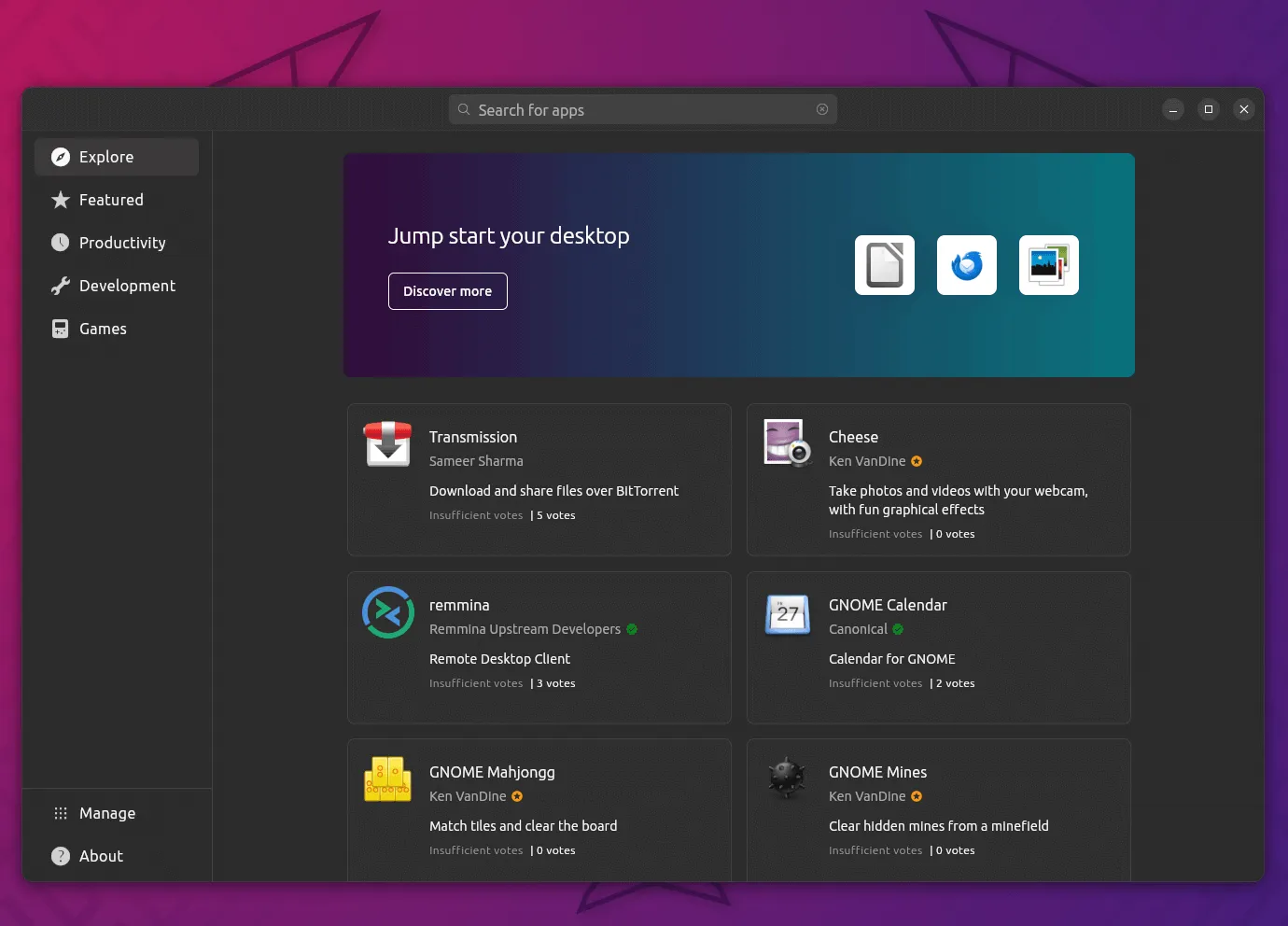 Uma captura de tela da nova loja de aplicativos baseada em Fultter no Ubuntu 23.10