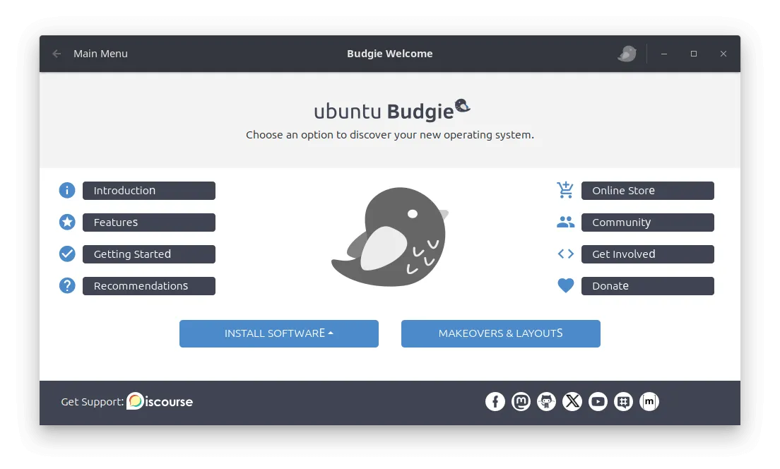 Uma captura de tela do Ubuntu Budgie 24.04 LTS Welcome App